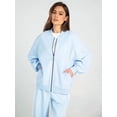 thumbnail image 6 of Women'S 2 Piece Outfits Oversized Casual Zip Up Long Sleeve Sweatshirt with Wide Leg Sweatpants Light Blue S, 6 of 9
