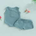 thumbnail image 4 of Babies Two-piece Summer Clothes Suit  Solid Color Sleeveless Button-down Romper and Drawstring Shorts, 4 of 7