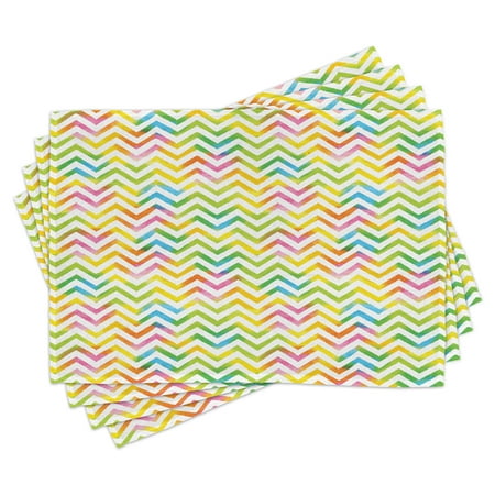 

Chevron Placemats Set of 4 Colorful Geometric Chevron Design with Grunge Properties Modern Symbol Graphic Washable Fabric Place Mats for Dining Room Kitchen Table Decor Multicolor by Ambesonne