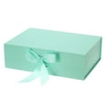 thumbnail image 1 of Unique Bargains 9x7x3 Inch Magnetic Gift Box Collapsible Paper Party Favor Boxes with Lid and Ribbon Green, 1 of 5