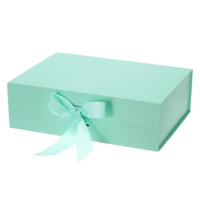 Unique Bargains 9x7x3 Inch Magnetic Gift Box Collapsible Paper Party Favor Boxes with Lid and Ribbon Green