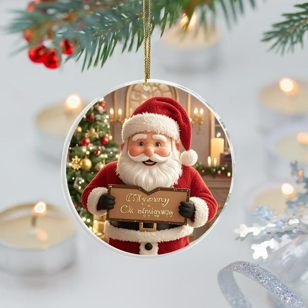 Adorno navideño | Decoración colgante de Papá Noel para árbol, corona y hogar | Colgante navideño de acrílico para chimenea, coche y decoración de fiestas | Regalo para familiares y amigos