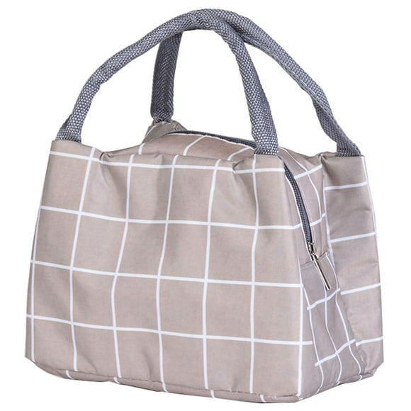 Coofit Lunch Bag Splash-proof Portable Insulated Plaid Lunch Tote Lunch Box for Picnic