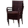 thumbnail image 2 of Brown Outdoor Wicker Stackable Arm Club Chairs (Set of 4), 2 of 2