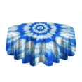 thumbnail image 5 of Blue Tie Dye Mandala Pattern Round Tablecloth 60"x60",Wrinkle Wipeable Table Cloth for Kitchen Dining Room Picnic Patio Party, 5 of 6