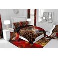 thumbnail image 4 of Cheetah Comforter Cover Leopard Print Bedding Set Twin,Romantic Red Flowers, 4 of 7
