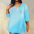 thumbnail image 2 of Ahdbta Women's Plus Size Tops 3/4 Roll Sleeve Shirts V Neck Blouses Tunic Top Three Quarter Length Sleeve for Women Clothing, 2 of 5