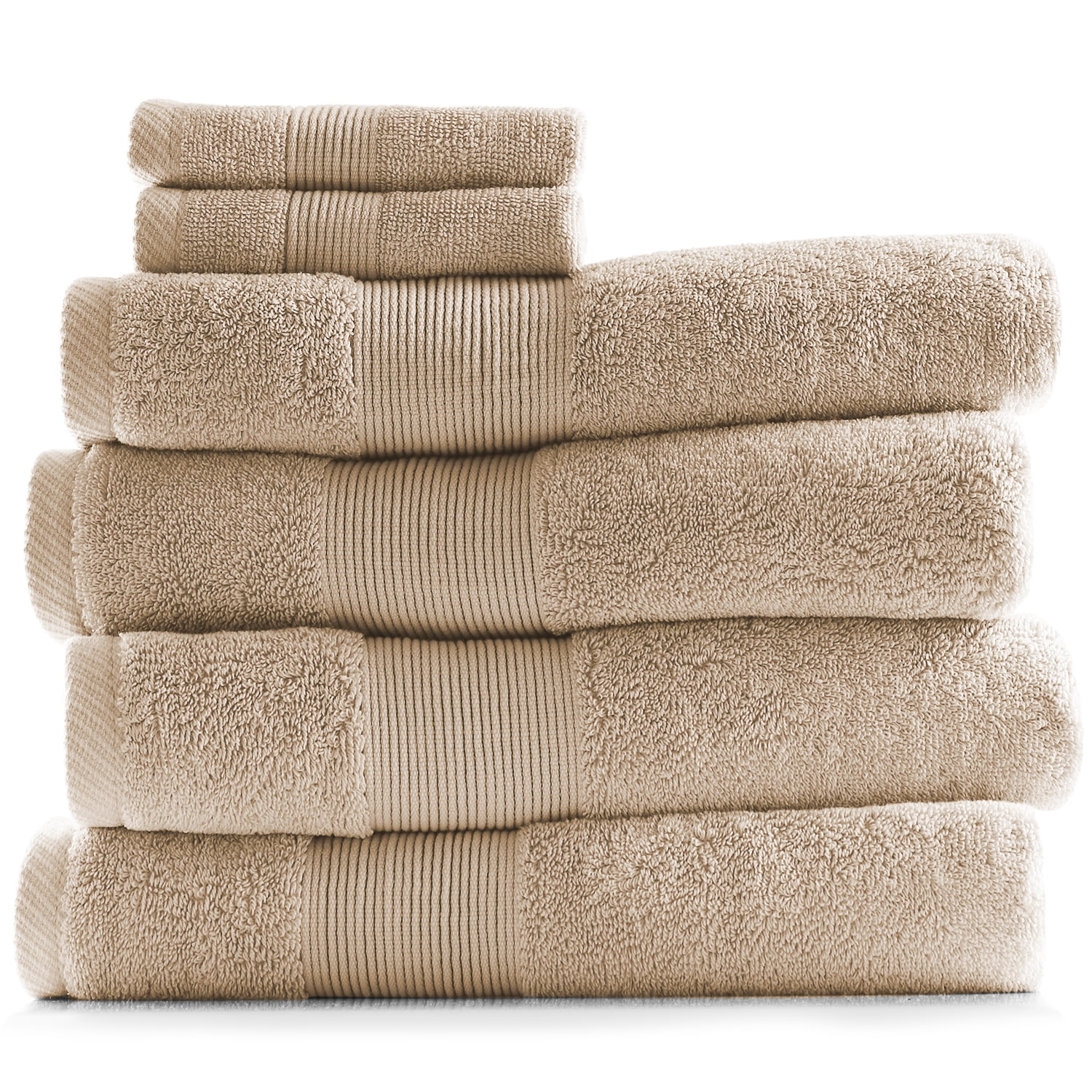 Clara Clark Bath Towels Set, 100% Cotton Luxury Softness 6 Pc Set, Cream