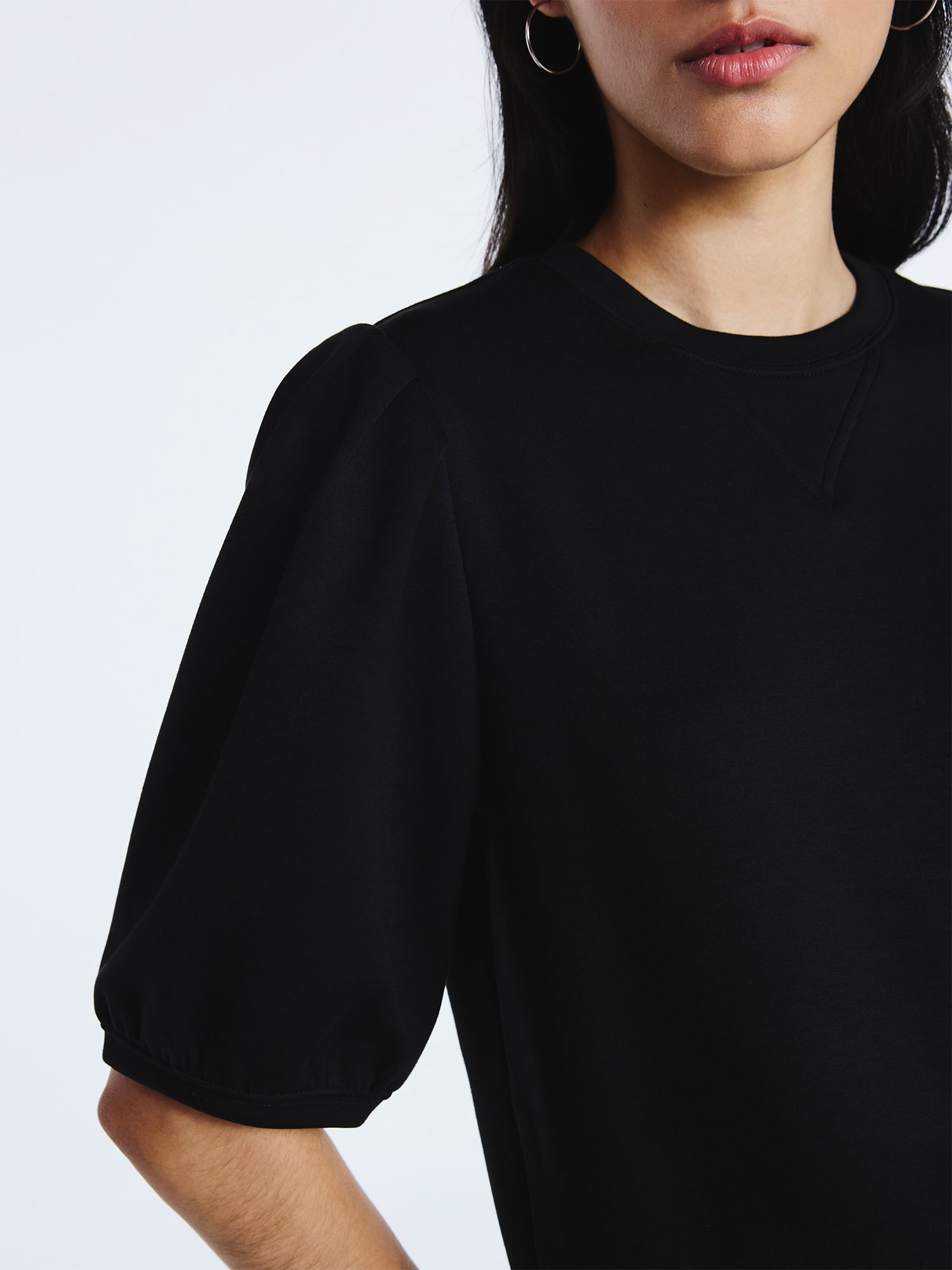 Scoop Women's and Women's Plus New Scubaknit Pleated Sleeve Top, Sizes XS-4X