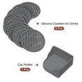 thumbnail image 3 of Uxcell Drink Coasters, 8pack Silicone Coasters for Drinks with 1 Holder, Round Anti-Slip Heat Resistant Coasters (Gray), 3 of 5