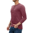 thumbnail image 2 of JWD Mens Henley Long Sleeve T-Shirt Cotton Casual Shirt US X-Large VG Red, 2 of 4