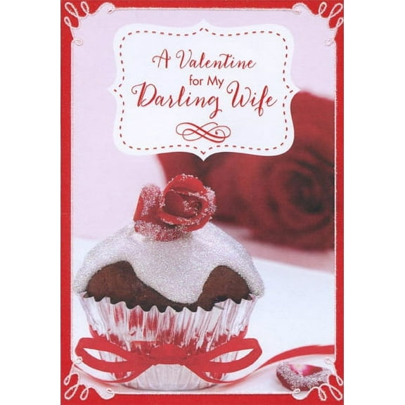 Designer Greetings Sparkling Cupcake: Darling Wife Valentine's Day Card