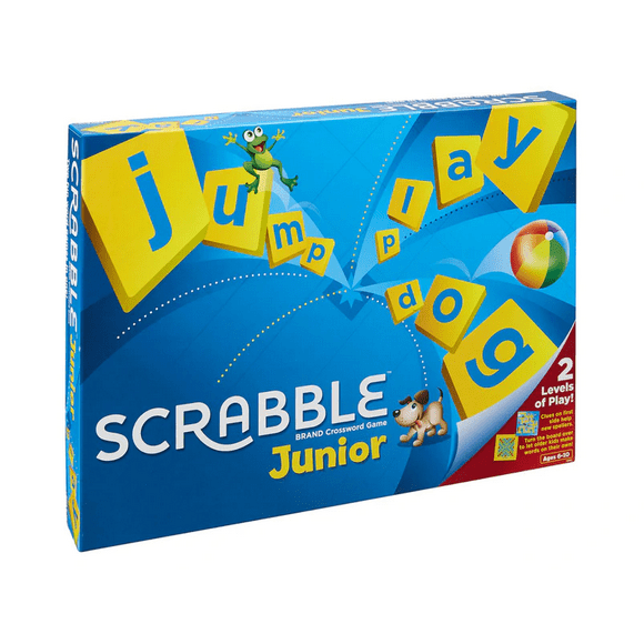 Fawoonu Junior Scrabble: Word Building Game for Kids Ages 6-10, Dual-Level Play with Words, Pictures, Colors & Counters, Enhances Vocabulary & Spelling Skills, Includes 84 Letter Tiles, 30 Counters &