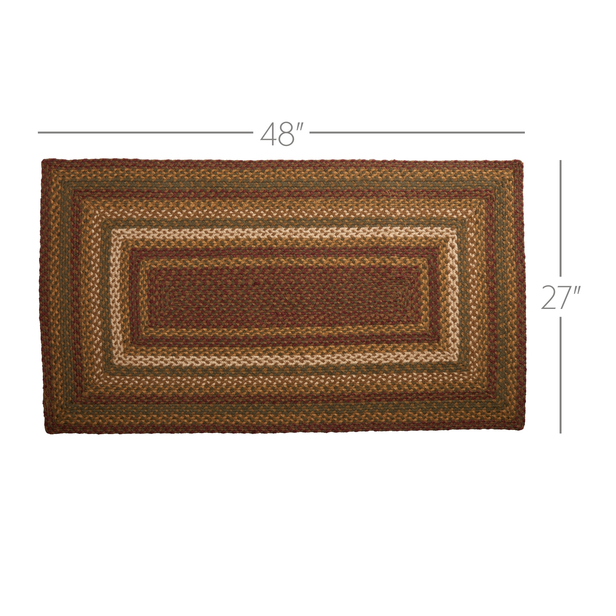 VHC Brands Tea Cabin Rustic Jute Green Striped Accent Rug Rectangle w/ Floor Pad 27"x48"