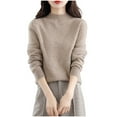 thumbnail image 3 of Gyexs Fall Sweaters for Women Wool Fall Winter Casual Long Sleeve Sweaters Solid Lightweight Knit Pullover Tops Women's Fashion, Khaki, Size M, 3 of 6