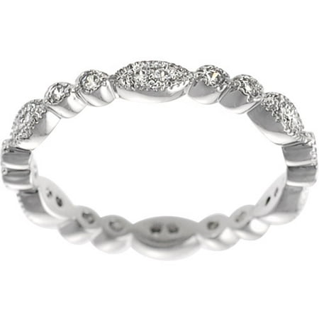 Alexandria Collection Sterling Silver Vintage Cubic Zirconia Engagement Ring