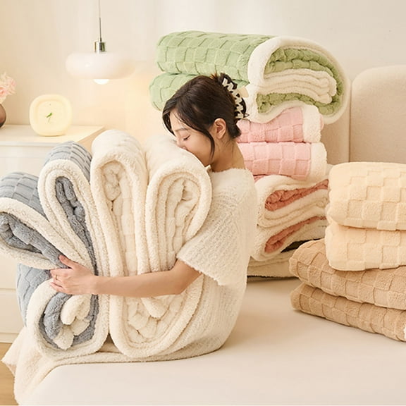 YOTQUSKI 59.1x39.4 In Cream Throw Blanket, Warm Blankets for the Winter, Soft Thick Warm Winter Blanket for Bed, Sofa, Home Decor