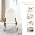 thumbnail image 2 of Rocking Chair With Metal Frame Construction, Adjustable , Fabric Upholstery, For Bedroom, Living Room, Nursery (white Ergonomic Pillow In White - And Soft Sponge Seat Comfort Suitable, 2 of 7