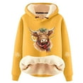 thumbnail image 3 of Cute Hoodie For Women Funny Cow Print Casual Loose Fit Comfort Christmas Sweatshirt Warm Soft Xmas Blouses Fall Pullover Long Sleeve Tops Loungewear Winter Outfits, 3 of 3