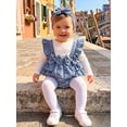 thumbnail image 4 of Loicainy Infant Baby Girl Fall Bodysuit 3 6 9 12 18 Months Crew Neck Long Sleeve Fake Two Romper and Bow Headband 2Pcs Clothes, 4 of 9