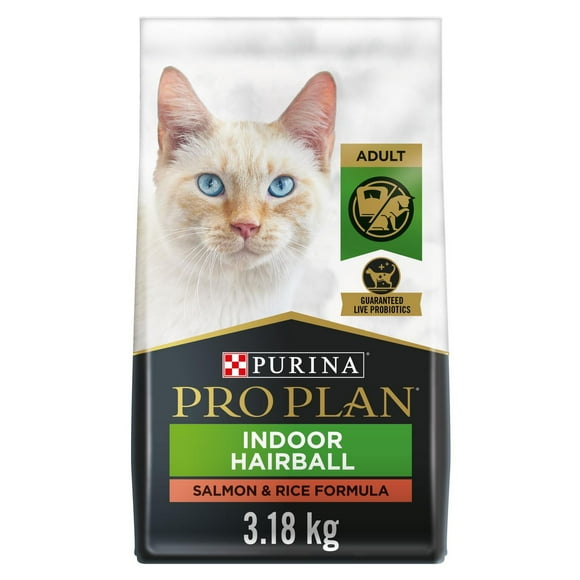 Purina Pro Plan Intérieur Boules de Poils Formule Saumon et Riz, Nourriture Sèche pour Chats 3,18 kg