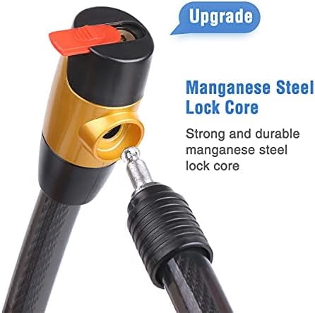 Bike Cable Lock with Keys, 4FT x 23 mm Bike Lock Cable, Durable Steel, Anti-Theft Outdoor Waterproof Locks for Bike, Ebike, Scooter, Motorcycle, Warehouse, Fence Shed, Gate