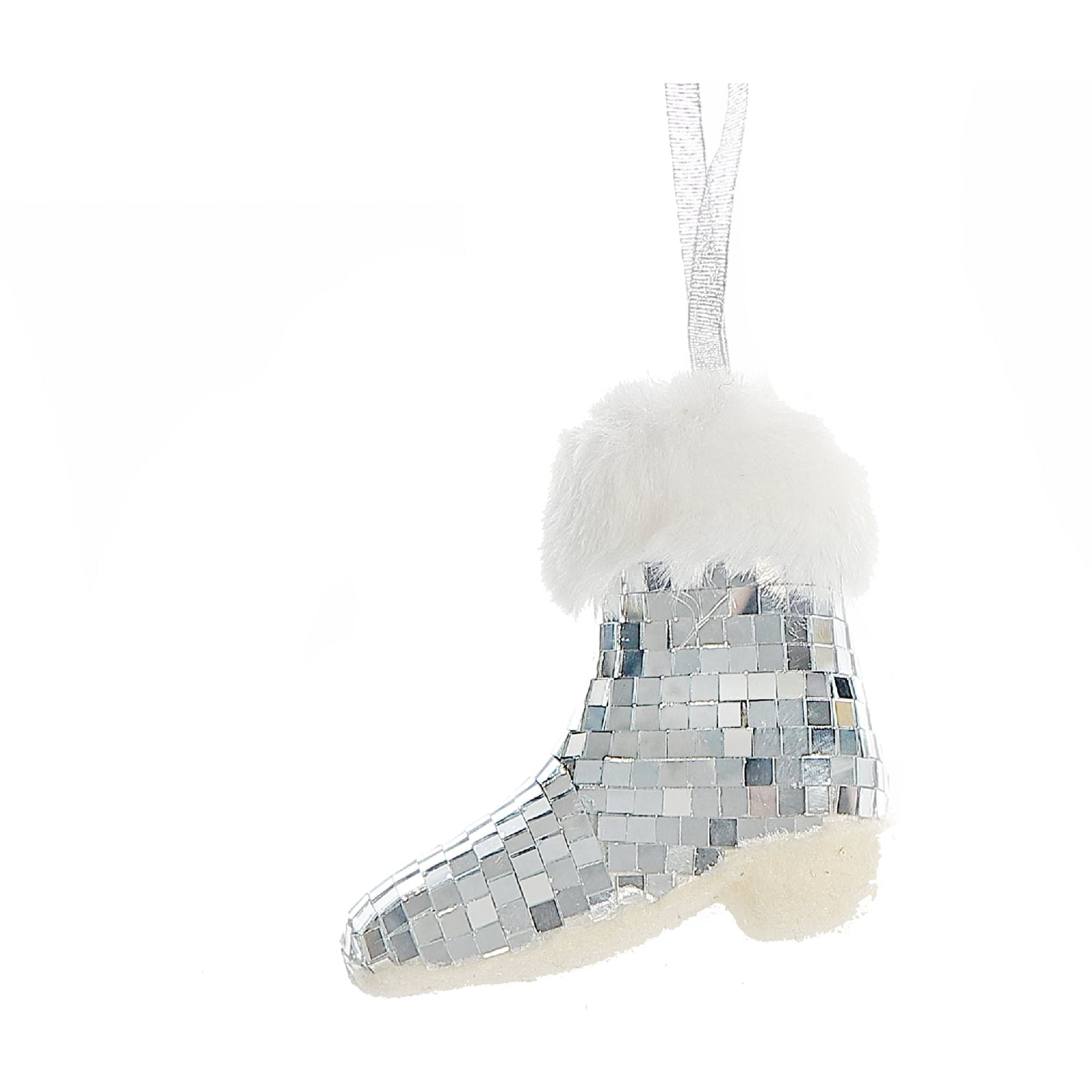 Disco Hanging Boot Ornament (Silver) - Set of 6