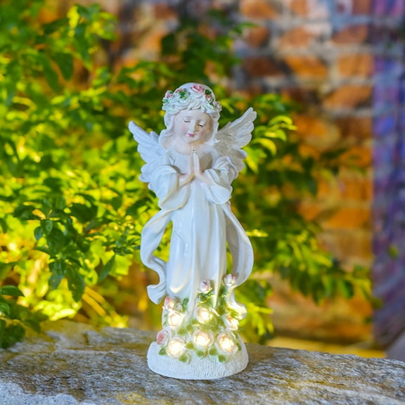 TOPRenddon Solar Powered Fairy Garden Statue - 12" Waterproof LED Lighted Outdoor Decor for Yard & Patio | Magical Nighttime Landscape Lighting