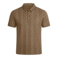 thumbnail image 5 of TKKCS Mens Jacquard Knit Polo Shirt- Business Casual Breathable Short Sleeve Regular Fit Moisture-Wicking Collared Shirts Brown Size M, 5 of 7