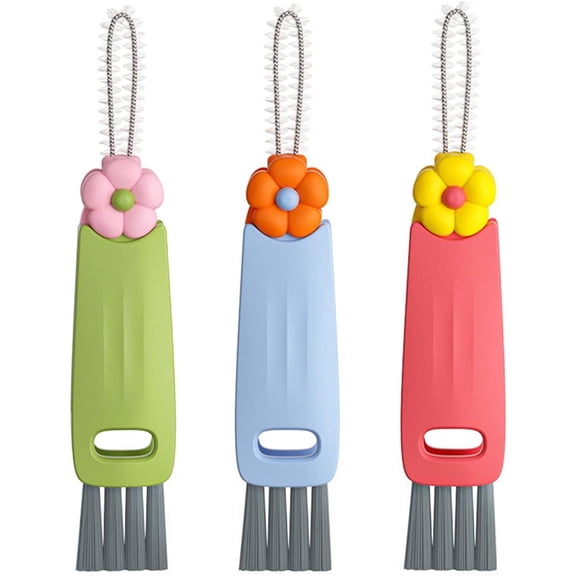 FacoFaco 3 Pcs 3-in-1 Cup Lid Cleaning Brush Set, Multifunctional Cleaning Brush for Cup Mouth, Gap, Corner