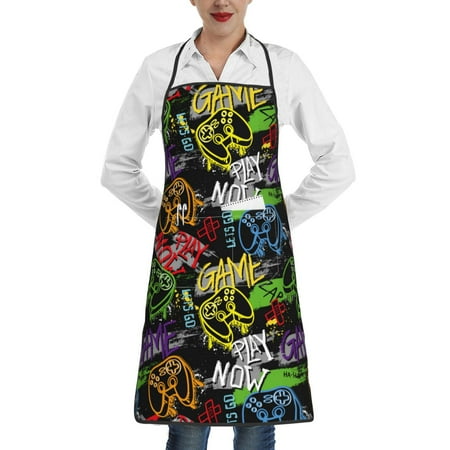 

Matuu Game Joysticks for Adjustable Cooking Aprons for Women with Pockets Kitchen Aprons for Men Water and Oil Resistant