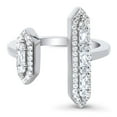 thumbnail image 2 of BERRICLE Sterling Silver Bar Cubic Zirconia CZ Statement Fashion Ring for Women, Rhodium Plated Size 7.5, 2 of 7