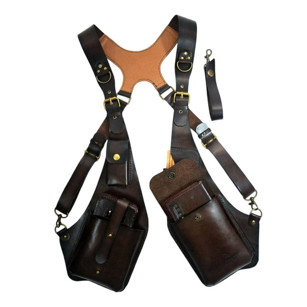 Vintage Style Shoulder Harness Bag Double Wallet Adjustable Strap PU ...