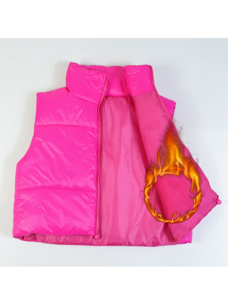 Hotian Women's Cute Winter Cropped Puffer Vest, Sleeveless