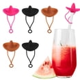 thumbnail image 1 of 6 uds sombreros de paja lindos cubiertas de paja de silicona reutilizables universales protectores de polvo de paja accesorios de taza, 1 of 5