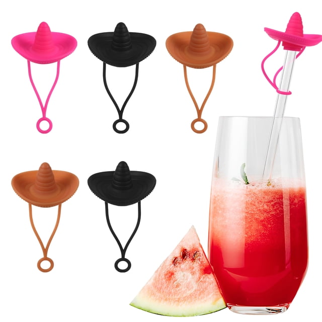 6 uds sombreros de paja lindos cubiertas de paja de silicona reutilizables universales protectores de polvo de paja accesorios de taza