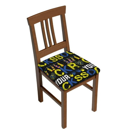 

JUNZAN Rock Your Socks Print Dining Chair Seat Covers Stretch Fitted Dining Room Upholstered Chair Seat Cushion Cover