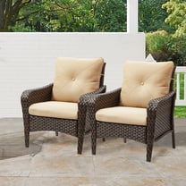 PARKWELL Outdoor Cushioned Patio Chair Set of 2,Beige