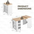 thumbnail image 2 of MELLCOM Extendable Kitchen Island,Mobile with Storage,2 Side Shelves,Suitable as Dining Table,for Dining Room/Open Kitchen/House Bar,21.5x15.7 to 52x21.5 Inch,White, 2 of 5