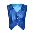 thumbnail image 3 of Sinleey Boys Sequin Dance Vest Jacket Blazer Top Jazz Hip-Hop Stage Performance Costume Blue 8-9, 3 of 7