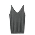 thumbnail image 2 of Lovskoo Knit Camisole Tops for Women Spaghetti Strap Ladies Summer Spaghetti Strap Solid Color Sleeveless V Neck Tank Top Dark Gray Free Size, 2 of 2