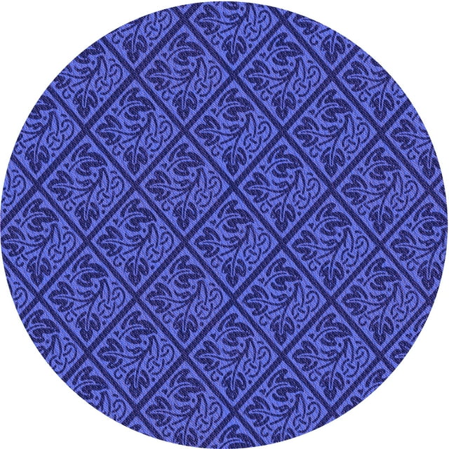Ahgly Company Tapis Rond Lavable en Machine Intérieur Transitionnel Bleu Cobalt, 7 Pieds Rond