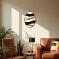 thumbnail image 5 of Canvas Wall Art Golden Ink Wash Style Abstract Black White Gold Waves Marble Texture Oval Framed Canvas Prints Vintage Wall Hanging Decor for Home Office Decorations 8.6"x11.4", 5 of 7