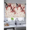 thumbnail image 5 of Sheer Curtains 54 Inch Length, Red Flowers Semi Sheer Curtains Light Filtering Window Treatment, Vintage Chinese Painting Plum Branches Privacy Voile Drapes for Living Room Bedroom 52x54 Inch, 5 of 7