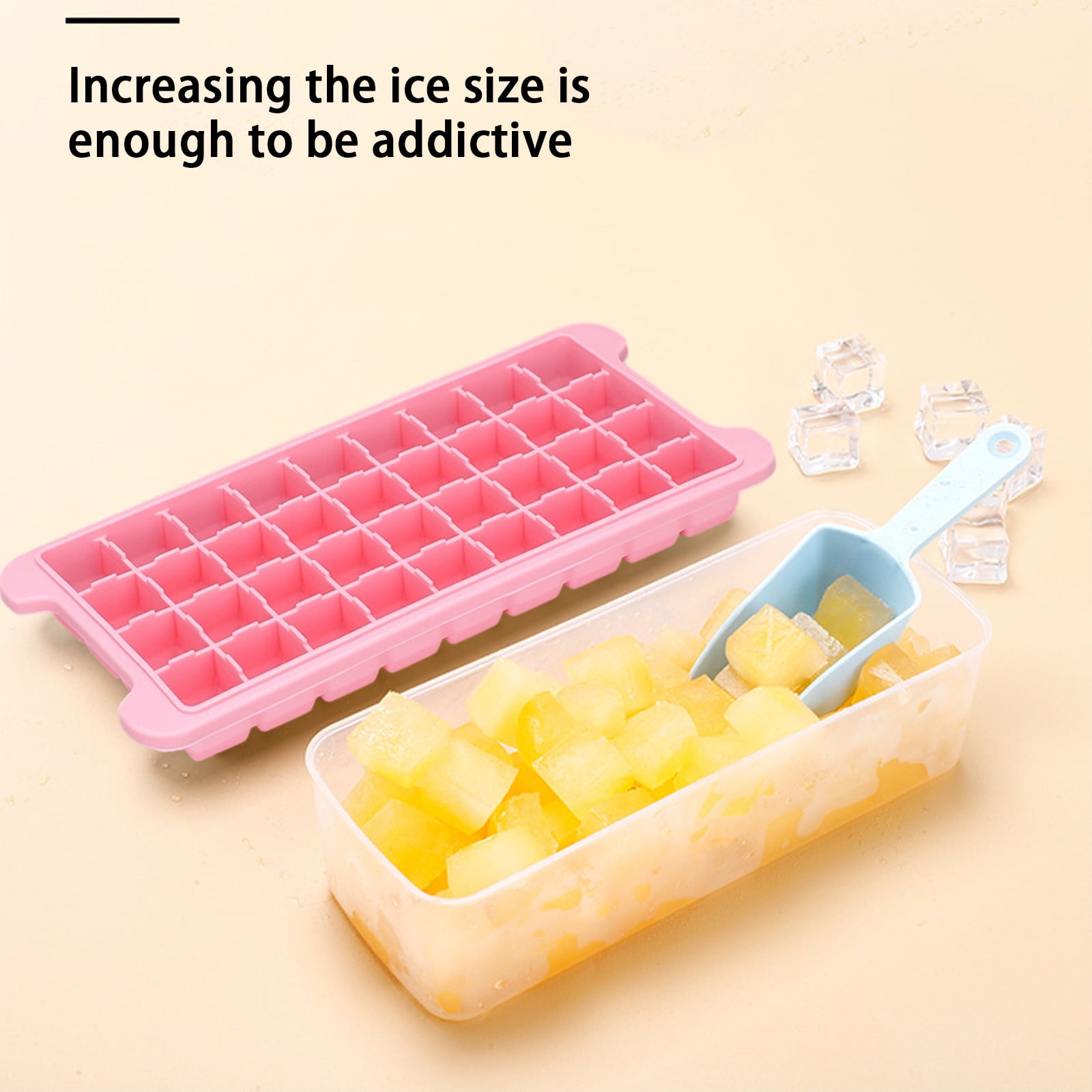 JilgTeok 4 Packs 36-Ice Block Tray with Lid, Large Capacity Easy Press Ice Cube Maker for Freezer, BPA Free Plastic Ice Mold for Whiskey Cocktails Coffee, Dishwasher Safe