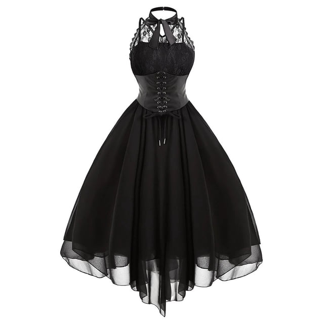 FcBaudy Robe Sans Manches à Col Rond, Robes d'Été pour Femmes, Robes pour Femmes Robe en Dentelle pour Femmes Robe Vintage Robe de Cour Princesse Robe Courte Sans Manches Robe pour Femmes