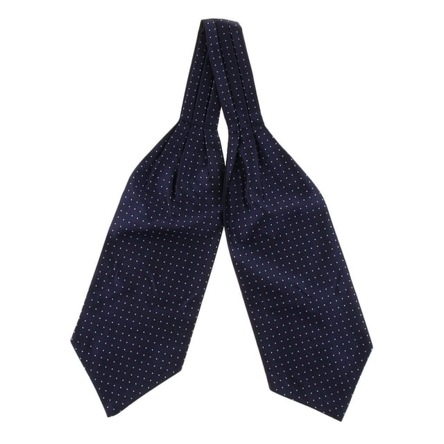 Corbata de satén con lunares para hombre, tejido jacquard, formal, estilo Ascot - Azul, como
