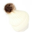 thumbnail image 4 of WITHMOONS Fleece Ribbed Knit Pom Beanie Winter Hat Slouchy Cap CZP0011 (Ivory), 4 of 5