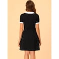 thumbnail image 3 of INSPIRE CHIC Women's Fit and Flare Contrast Color Bowtie Neck Dress, 3 of 6