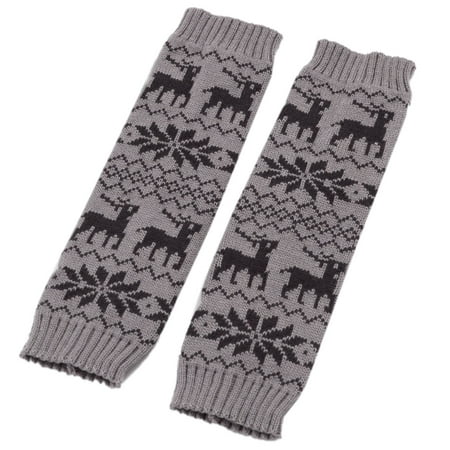 

RUNZETA Women Christmas Chunky Knit Leg Warmers Boho Snowflake Reindeer Jacquard Crochet Boot Cuffs Foot Cover Knee High Footless Socks Stockings